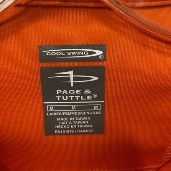 PAGE & TUTTLE Cool Swing Athletic Golf Orange Shirt Tee Size: M  **EUC** - Picture 3 of 6